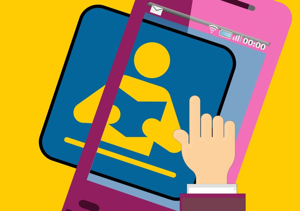 Illustration of a hand pointing to a cell phone …used for blog post entitled : "How to create a lead magnet that people actually want."